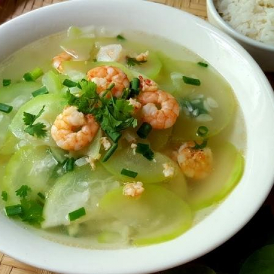 canh bầu nấu tôm