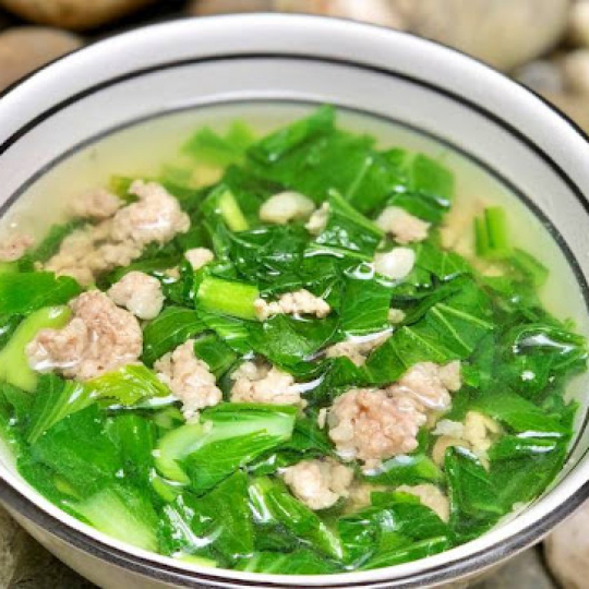 canh cải xanh thịt bằm